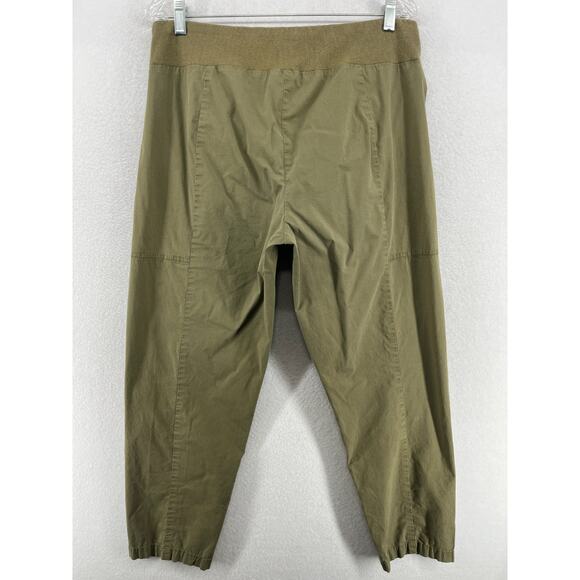 EILEEN FISHER Pants M Stretch Organic Cotton Canvas Tapered Drawstring Green - Picture 2 of 14